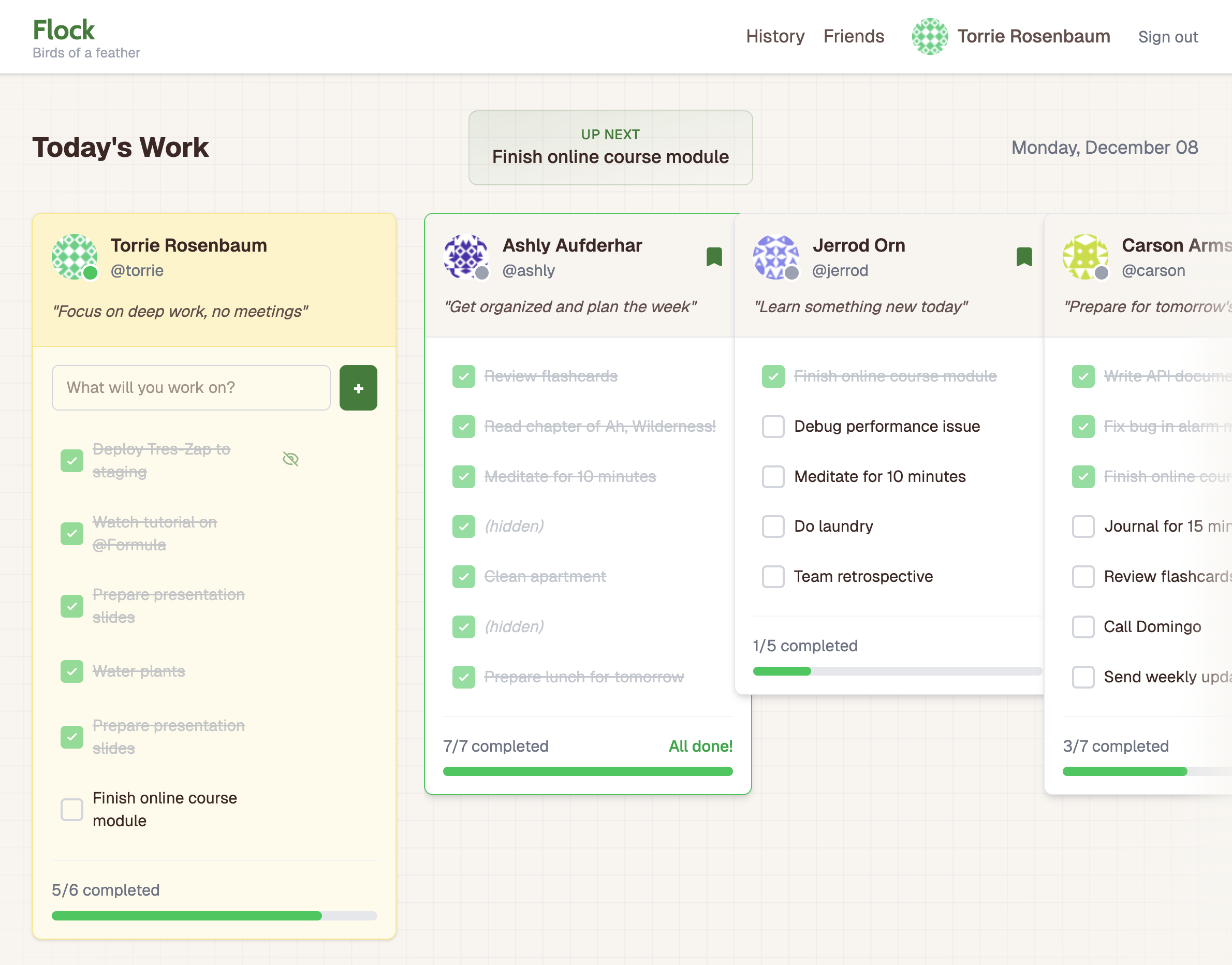 Flock dashboard screenshot